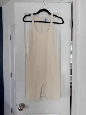 Amanda Uprichard Cream Scoop Neck Midi Dress